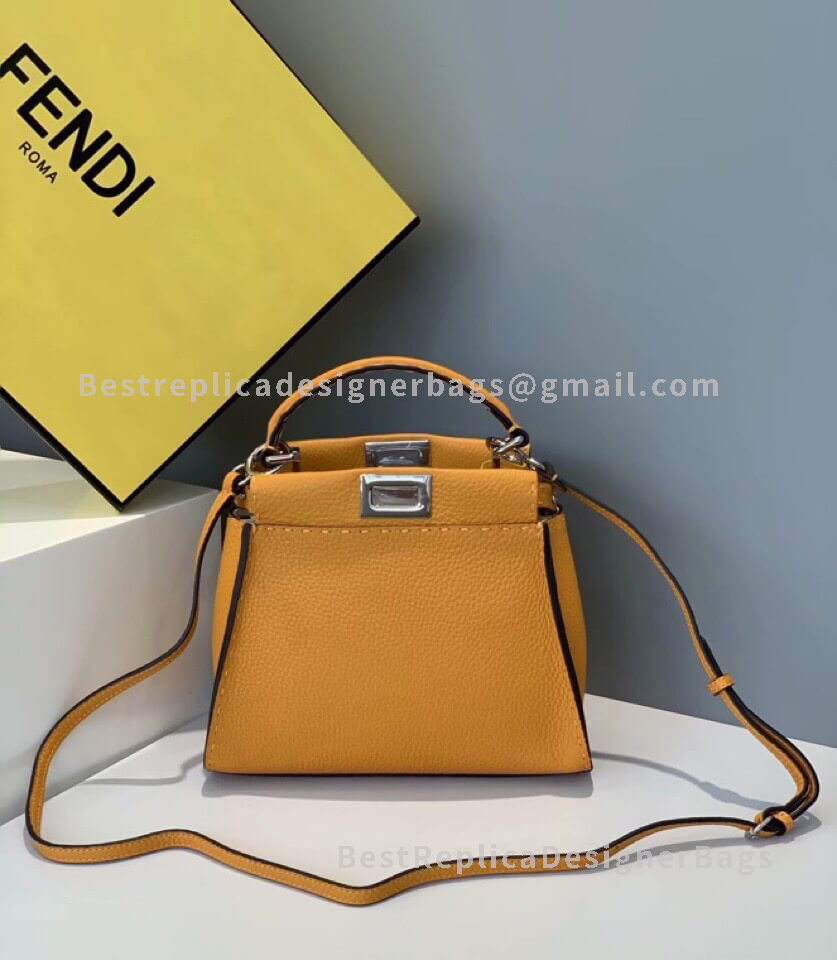 Fendi Peekaboo Iconic Mini Orange Roman Leather Bag 2590